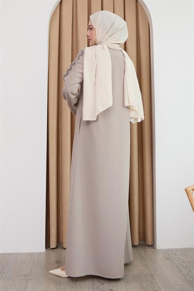 Sarmal Taş Desenli Bej Ferace