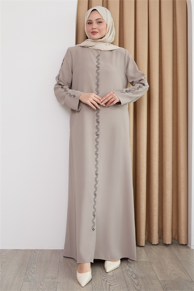 Sarmal Taş Desenli Bej Ferace