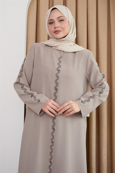 Sarmal Taş Desenli Bej Ferace