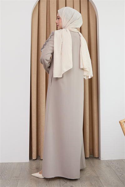 Sarmal Taş Desenli Bej Ferace