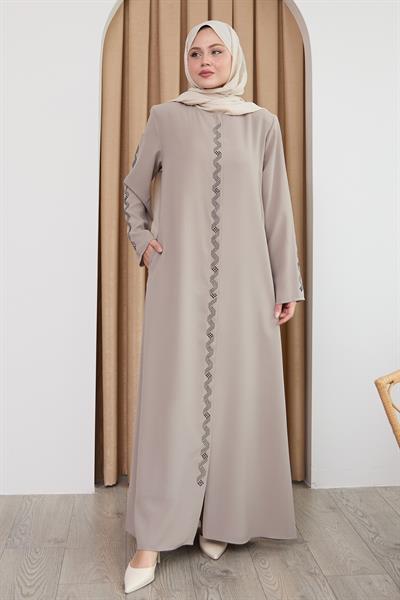 Sarmal Taş Desenli Bej Ferace