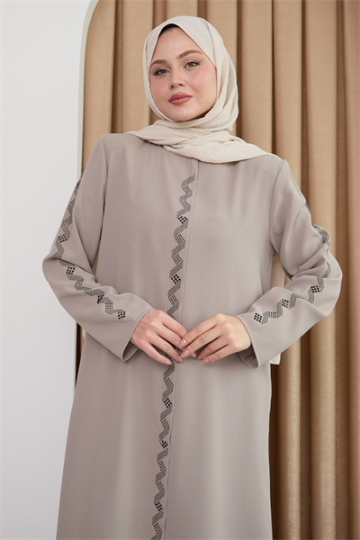 Sarmal Taş Desenli Bej Ferace