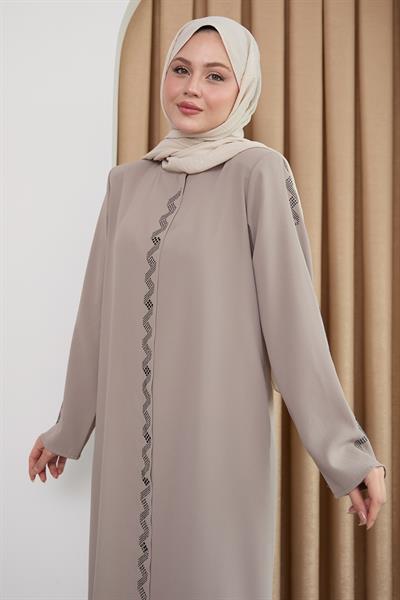 Sarmal Taş Desenli Bej Ferace