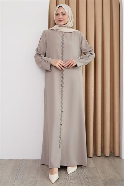 Sarmal Taş Desenli Bej Ferace