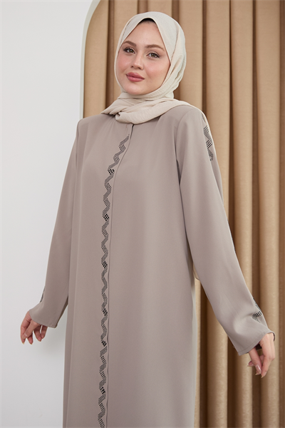 Sarmal Taş Desenli Bej Ferace