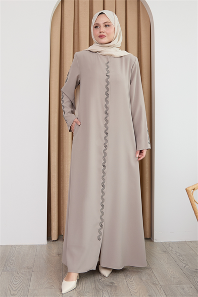 Sarmal Taş Desenli Bej Ferace