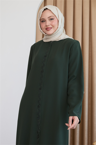 Sarmal Taş Desenli Haki Ferace