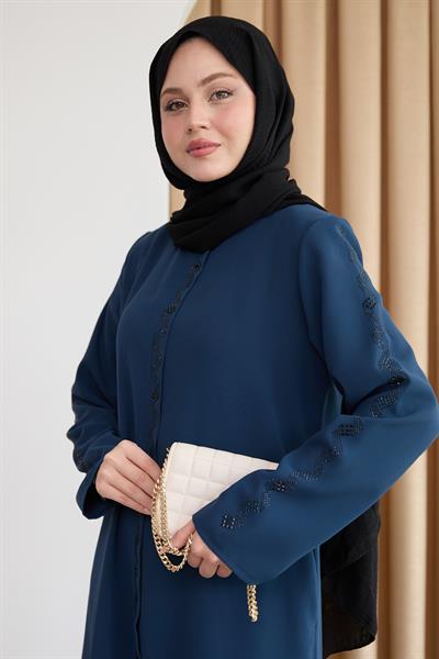 Sarmal Taş Desenli İndigo Ferace