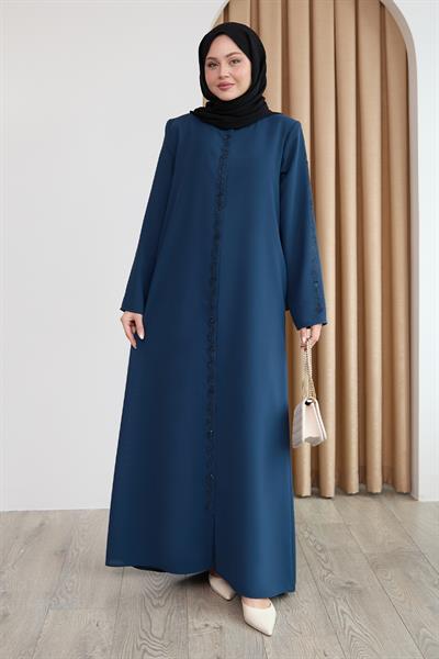 Sarmal Taş Desenli İndigo Ferace