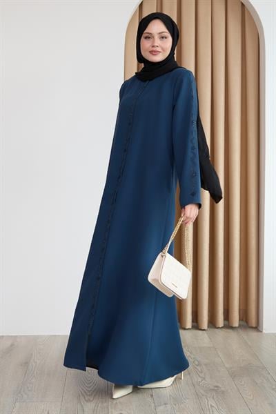 Sarmal Taş Desenli İndigo Ferace