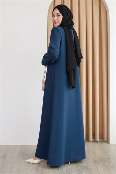 Sarmal Taş Desenli İndigo Ferace