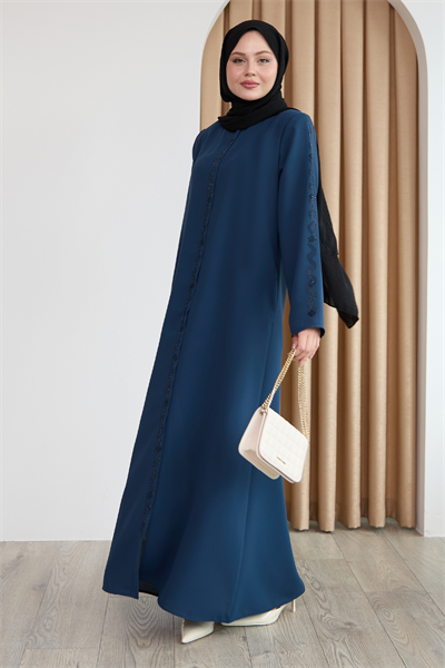 Sarmal Taş Desenli İndigo Ferace