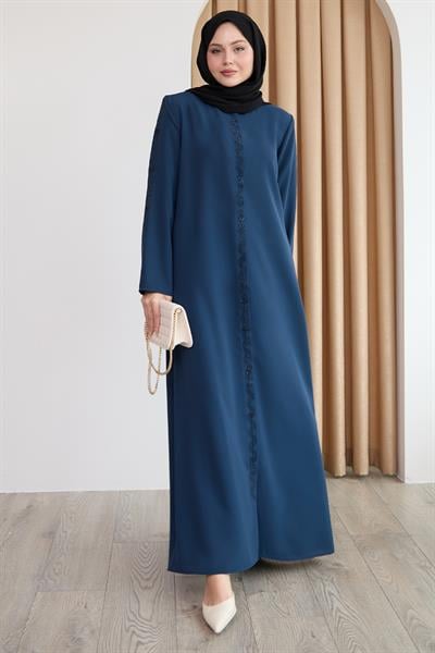 Sarmal Taş Desenli İndigo Ferace