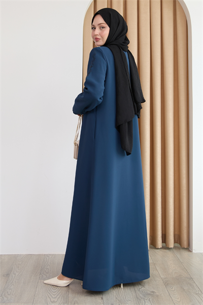 Sarmal Taş Desenli İndigo Ferace