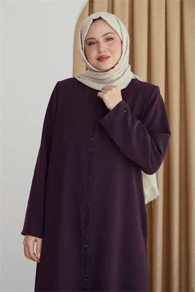 Sarmal Taş Desenli Mor Ferace