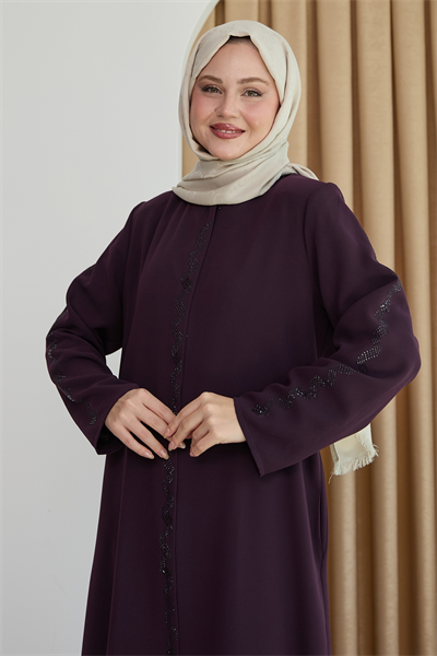 Sarmal Taş Desenli Mor Ferace