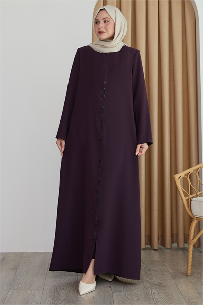 Sarmal Taş Desenli Mor Ferace