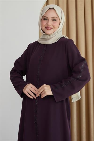 Sarmal Taş Desenli Mor Ferace