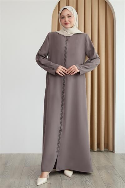 Sarmal Taş Desenli Vizon Ferace