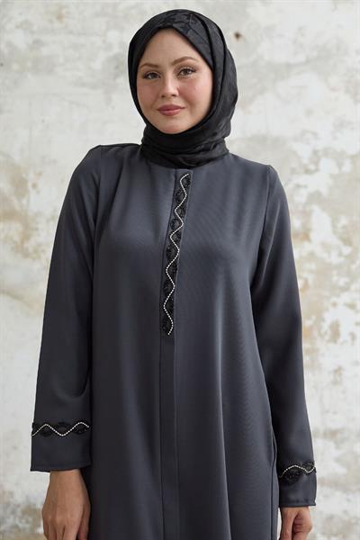 Sarmal Taş Detaylı Petek Antrasit Ferace