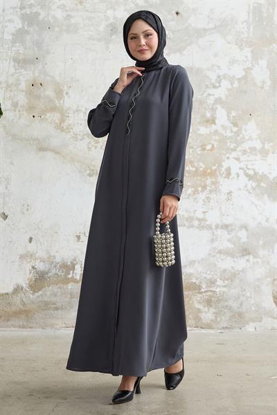 Sarmal Taş Detaylı Petek Antrasit Ferace