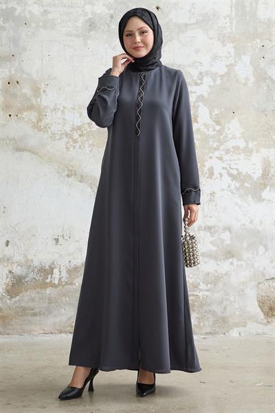 Sarmal Taş Detaylı Petek Antrasit Ferace