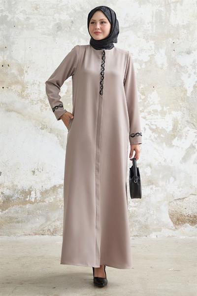 Sarmal Taş Detaylı Petek Bej Ferace