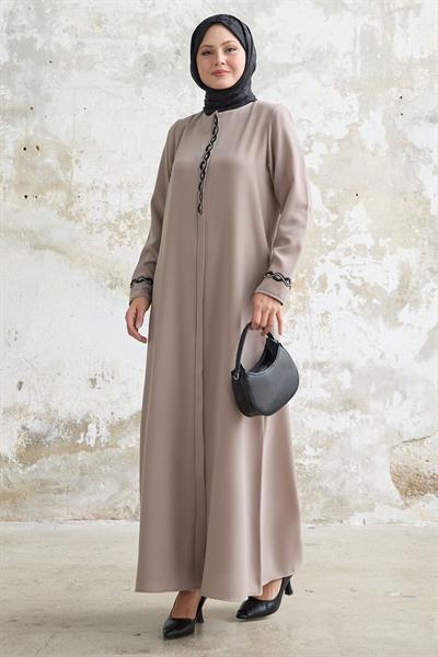 Sarmal Taş Detaylı Petek Bej Ferace