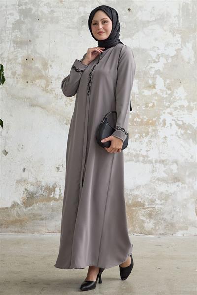 Sarmal Taş Detaylı Petek Vizon Ferace