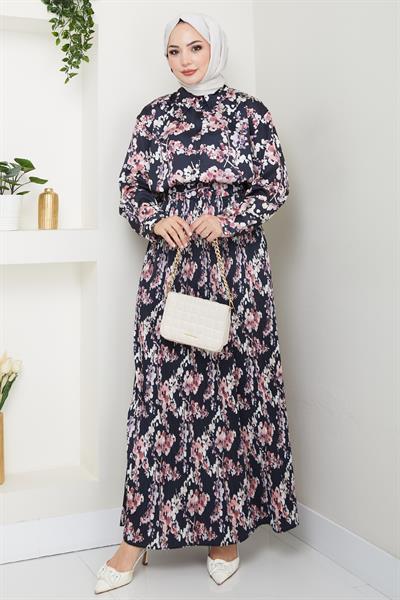 Saten Buğulu Piliseli Siyah Etekli Takım