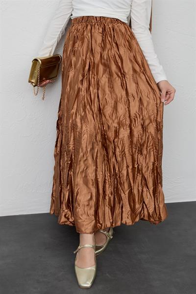 Saten Kraş Camel Etek