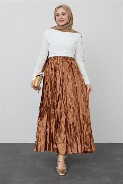 Saten Kraş Camel Etek