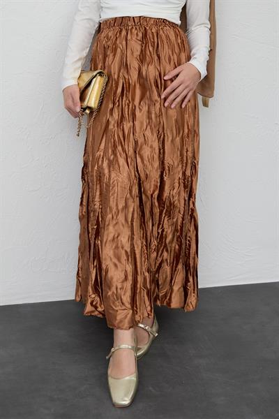 Saten Kraş Camel Etek