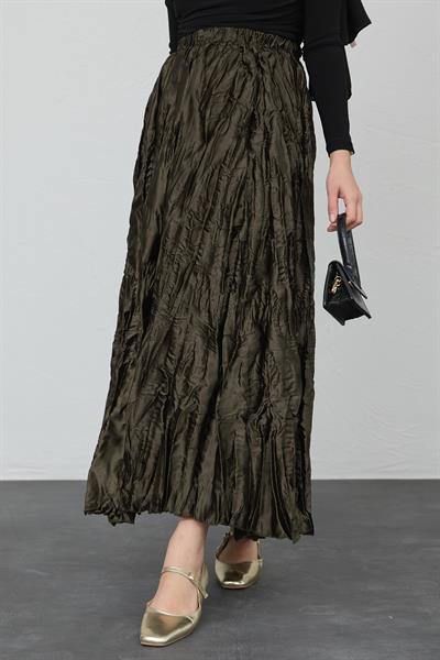 Saten Kraş Haki Etek