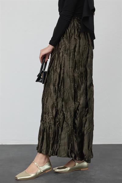 Saten Kraş Haki Etek