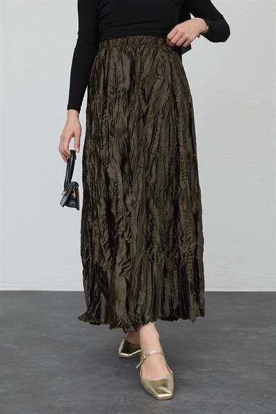 Saten Kraş Haki Etek