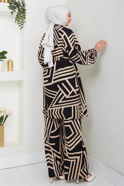 Şeritli İkili Vizon Viskon Takım