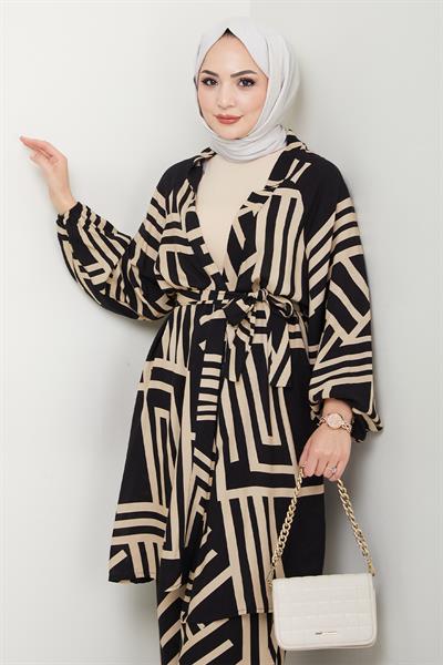 Şeritli İkili Vizon Viskon Takım