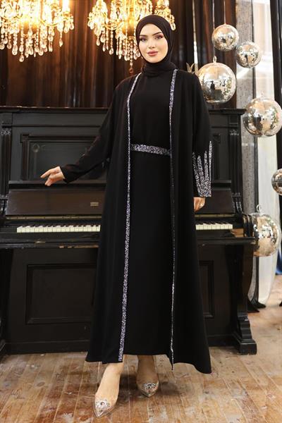 Sim Desen Krep Abaya Siyah