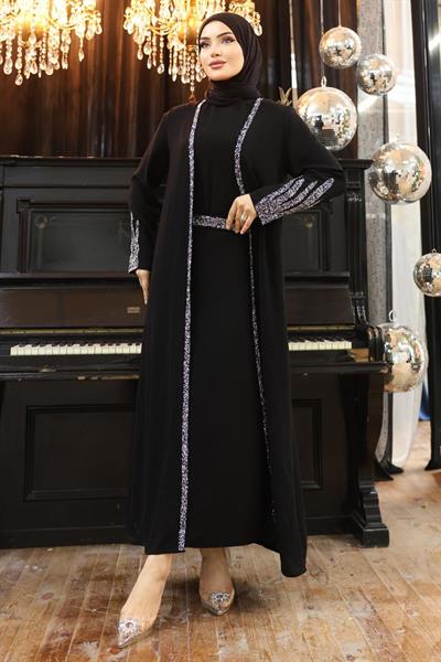 Sim Desen Krep Abaya Siyah