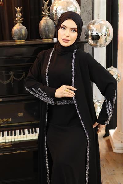 Sim Desen Krep Abaya Siyah