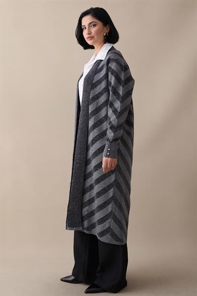 Sim Detaylı Antrasit Triko Ceket