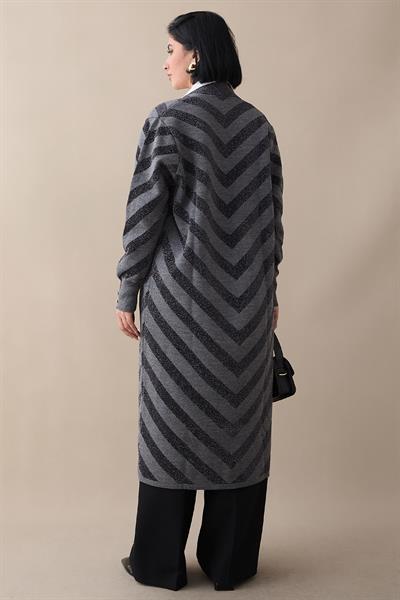 Sim Detaylı Antrasit Triko Ceket