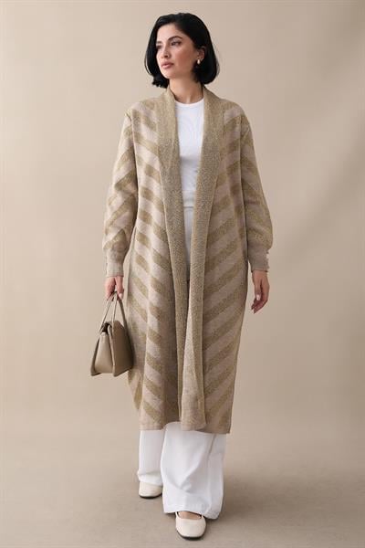 Sim Detaylı Bej Triko Ceket