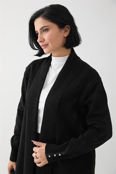 Sim Detaylı Siyah Triko Ceket
