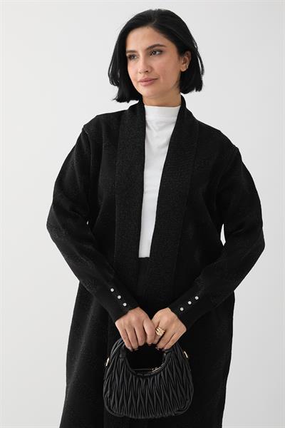 Sim Detaylı Siyah Triko Ceket