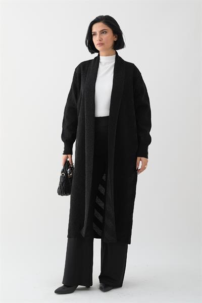 Sim Detaylı Siyah Triko Ceket