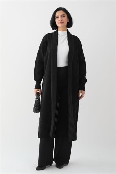 Sim Detaylı Siyah Triko Ceket