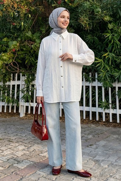 Sim Şeritli Beyaz Gömlek