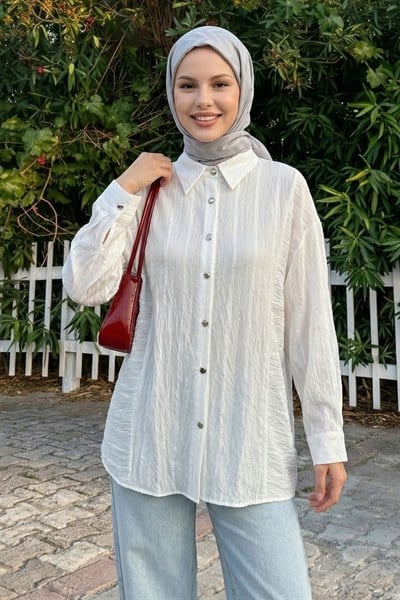 Sim Şeritli Beyaz Gömlek